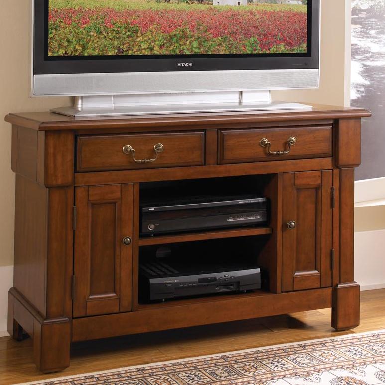 Homestyles Aspen 552009 TV Stand with Shelf, 2 Storage Drawers and 2